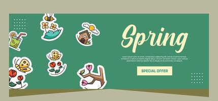 Horizontal spring banner template. Vector design