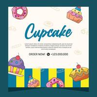 Cupcake square flayer template or social media post vector