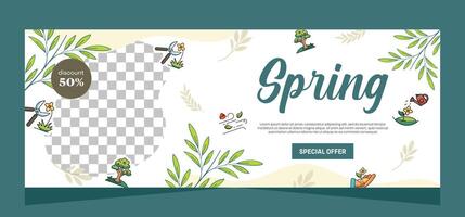 Horizontal spring banner template. Vector design