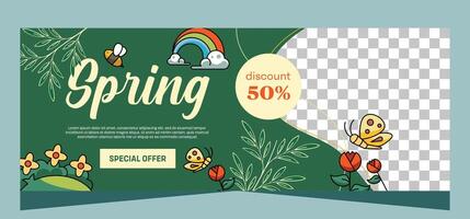 Spring banner template design. Vector design