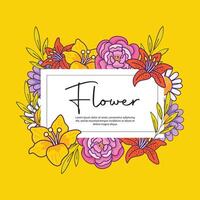 Flower frame background template design vector