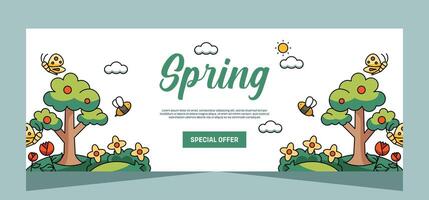 Spring banner template design. Vector design