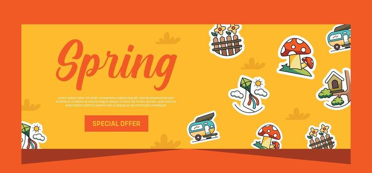 Spring horizontal template banner. Vector design