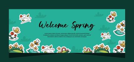 Horizontal spring banner template. Vector design