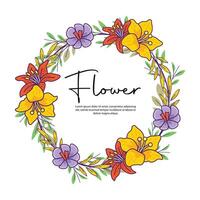 Flower frame background template design vector