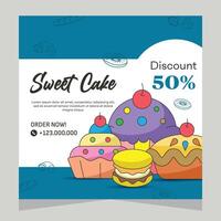 Cupcake square flayer template or social media post vector