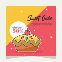 Cupcake square flayer template or social media post vector