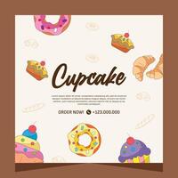 Cupcake square flayer template or social media post vector