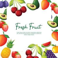 Fresh fruit frame. Background design vector