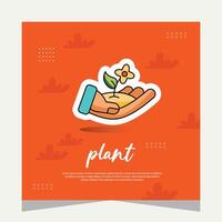 Talking care of plant social media post vector