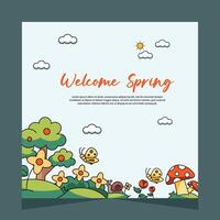 Spring post social media template. Vector design