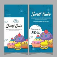 Sweet bakery vertical banner template or history social media in vector