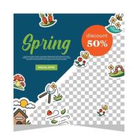 Spring social media post template. Vector Design