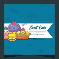 Sweet cake flayer or social media post template vector