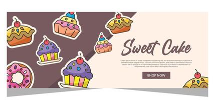 Sweet bakery banner template for social media or print template in vector file