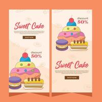 Vertical template banner of cupcakes in vector design