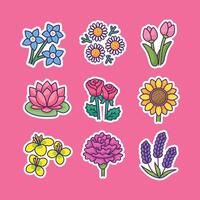 Sticker floral icon set collection design vector