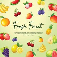 Fruit background in realistic style for social media post vector