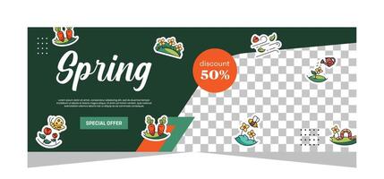 Spring banner template design. Vector design