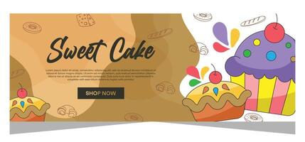 Sweet bakery banner template for social media or print template in vector file