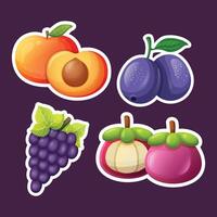 conjunto pegatina Fresco Fruta diseño vector