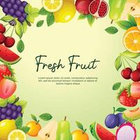 Fresh fruit frame. Background design vector