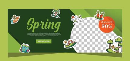 Horizontal spring banner template. Vector design