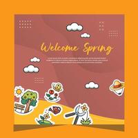 Spring social media post template. Vector Design