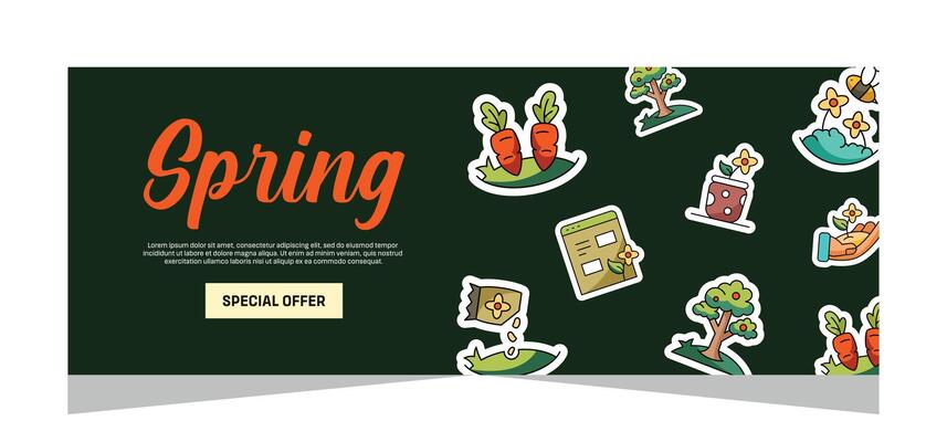 Flat spring horizontal banner design