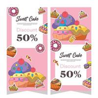 Vertical template banner of cupcakes in vector design