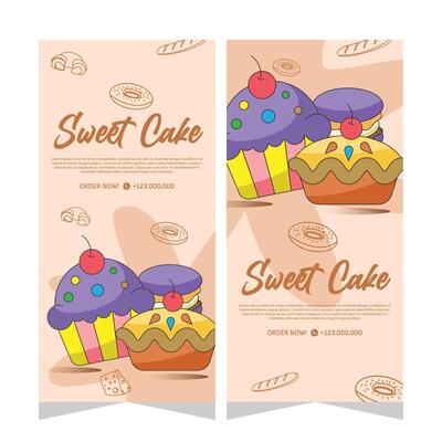 Sweet bakery vertical banner template or history social media in vector