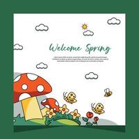 Spring social media post template. Vector Design