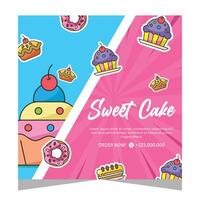 Cupcake square flayer template or social media post vector