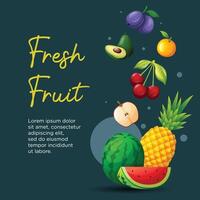 Realistic fruit background design vector