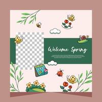 Spring social media post template. Vector Design