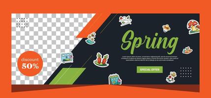 Horizontal spring banner template. Vector design