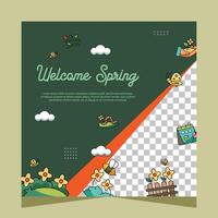 Spring social media post template. Vector Design