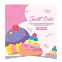 Cupcake square flayer template or social media post vector