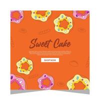 Cupcake square flayer template or social media post vector