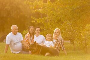 Family Walking Dog Togetherness Nature Concept photo