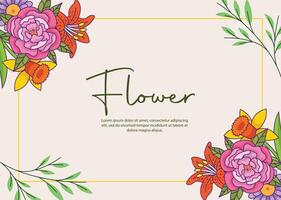 Flower frame background template design vector