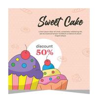 Sweet cake flayer or social media post template vector