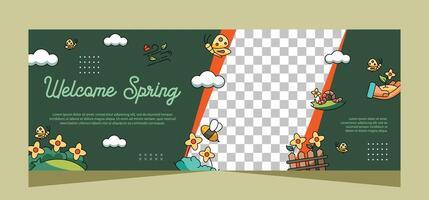 Horizontal spring banner template. Vector design