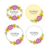 Floral collection frame design vector