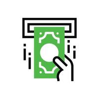 Withdraw money in machine ATM icon illustration design vector