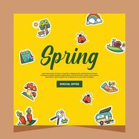 Spring post social media template. Vector design