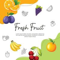 realista Fresco Fruta antecedentes diseño. social medios de comunicación enviar vector