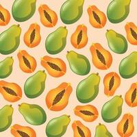 Papaya fruit pattern background design vector