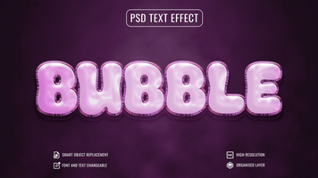 Bubble editable text effect on isolated background psd