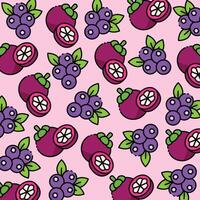 Mangosteen and blueberry pattern design or background vector